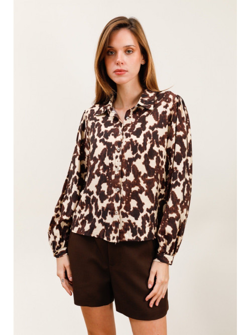 Chemise imprimée manches froncées