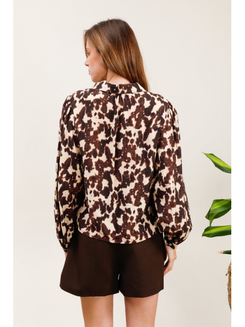 Chemise imprimée manches froncées