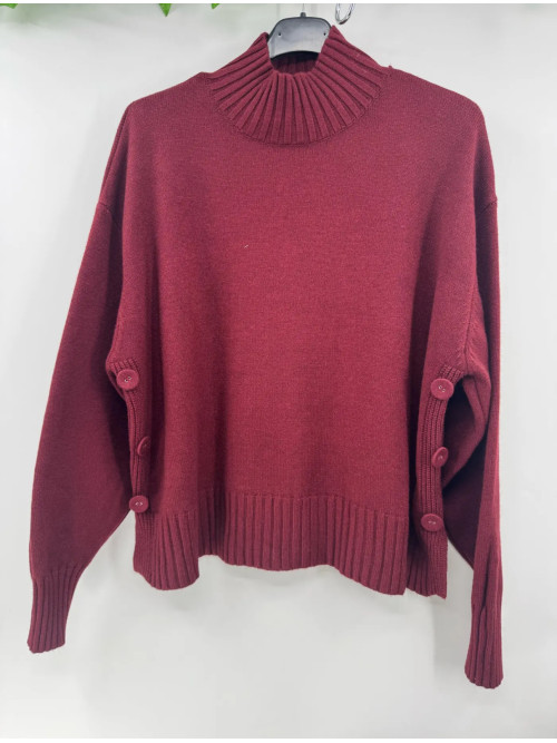 Pull droit col cheminé boutons côtés
