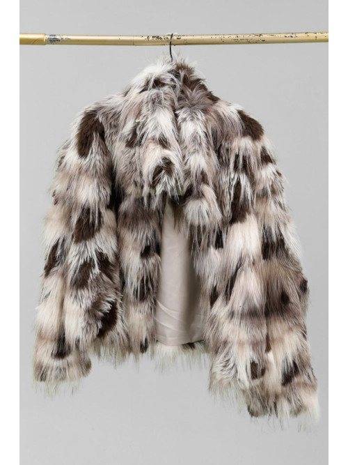 Veste courte fourrure écologique tachetée