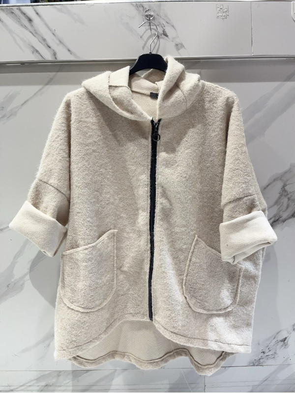 Veste à capuche façon laine bouillie