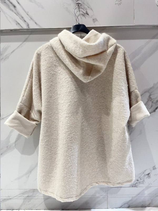 Veste à capuche façon laine bouillie