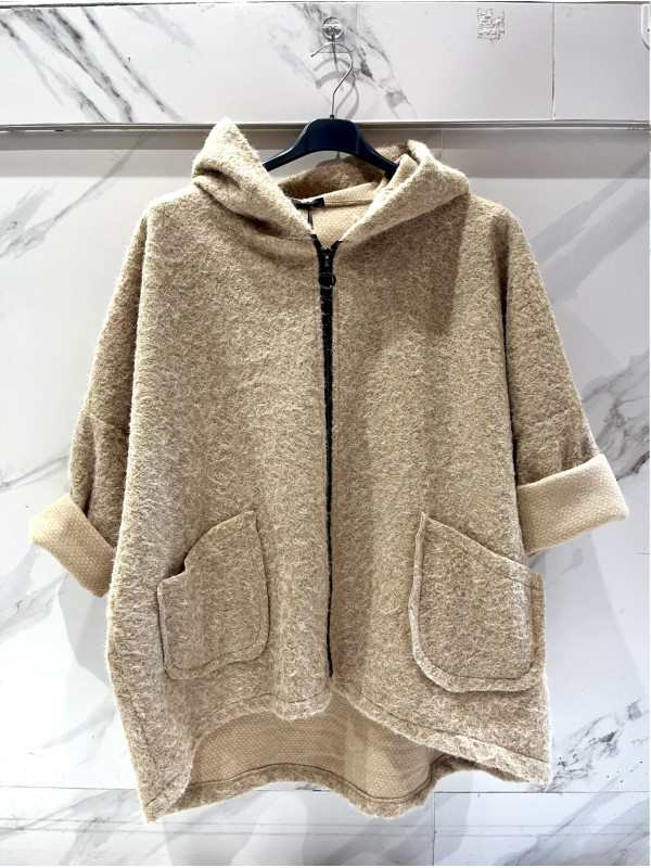Veste à capuche façon laine bouillie