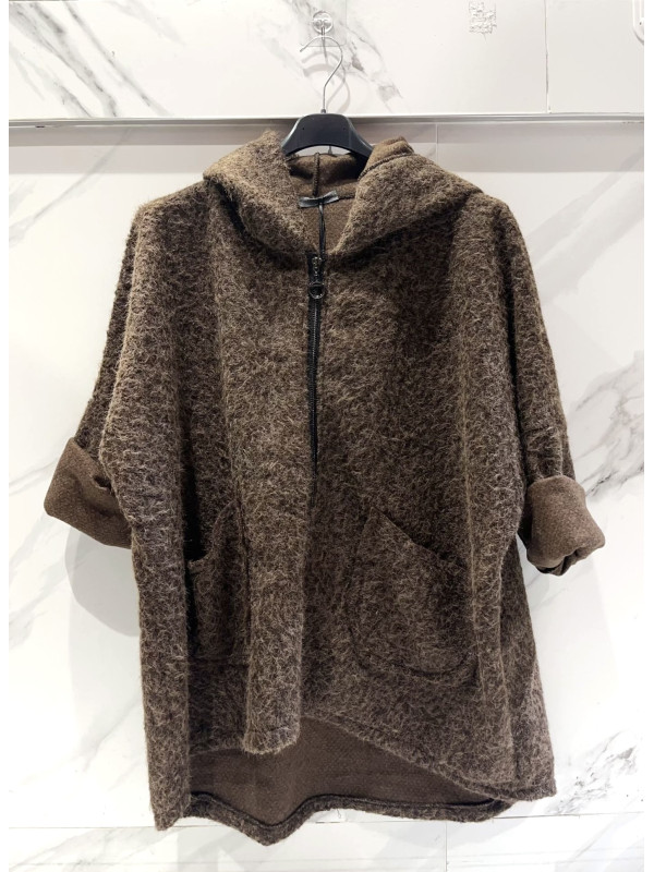 Veste à capuche façon laine bouillie
