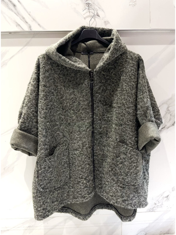 Veste à capuche façon laine bouillie