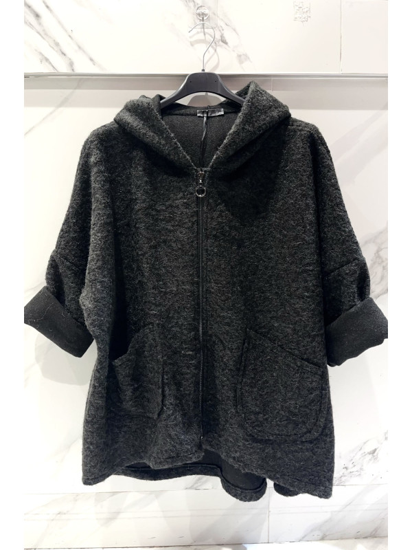 Veste à capuche façon laine bouillie