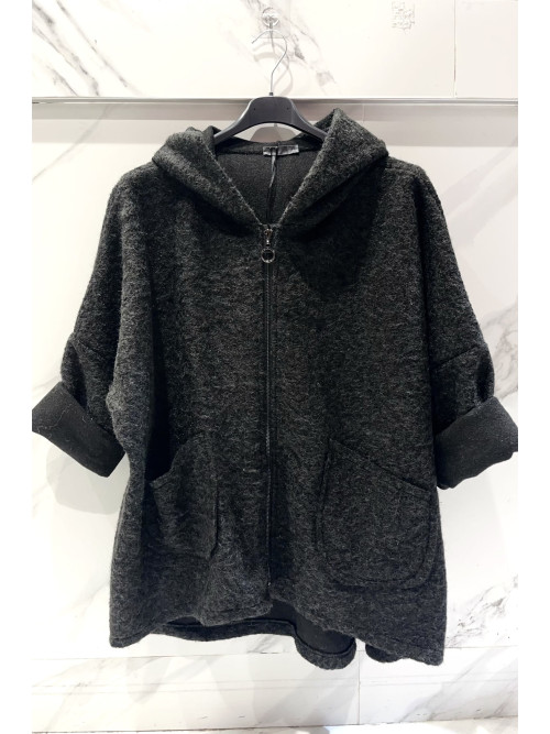 Veste à capuche façon laine bouillie
