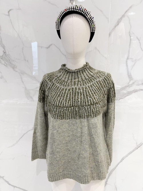 Pull cropped col cheminée jacquard