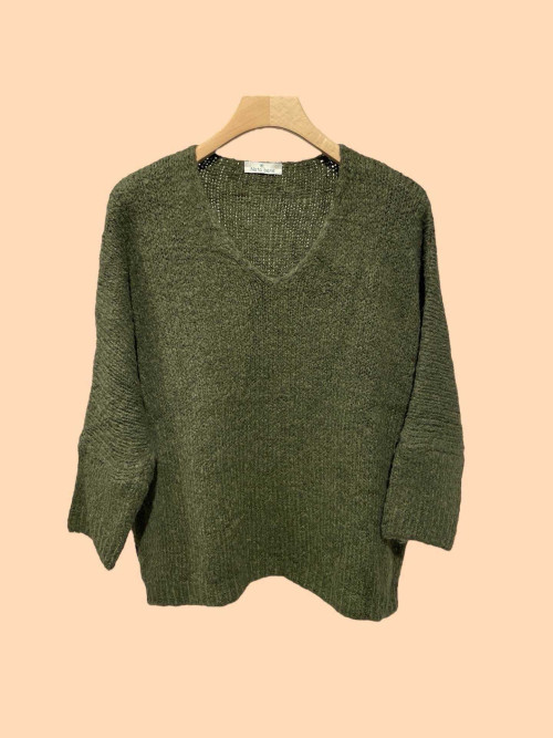 Pull maille en col V manches longues