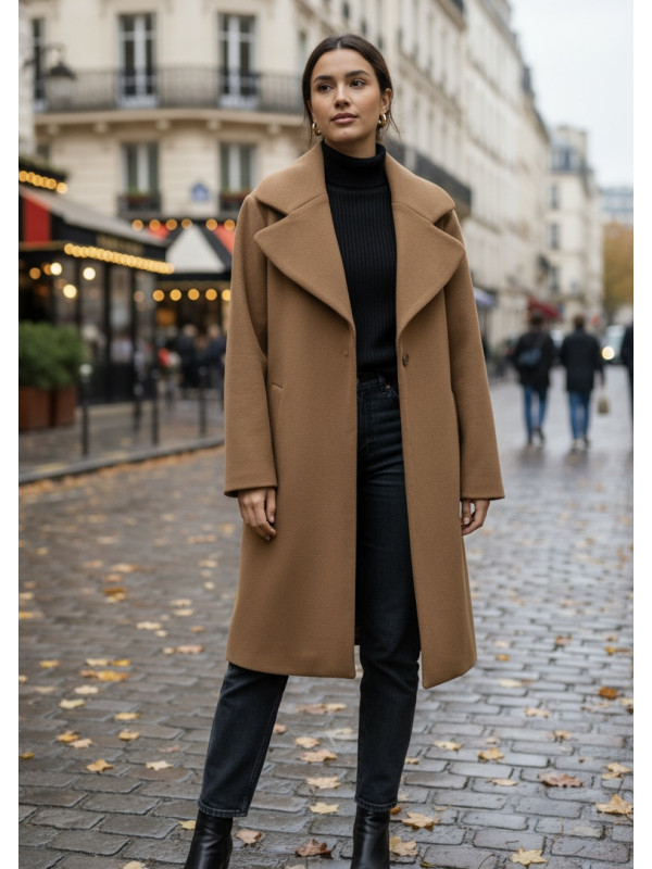 Manteau long à grand col