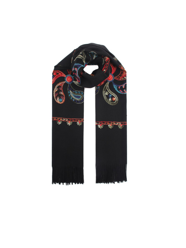 Écharpe broderies cachemire multicolores