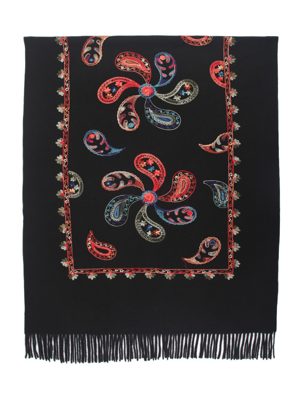 Écharpe broderies cachemire multicolores