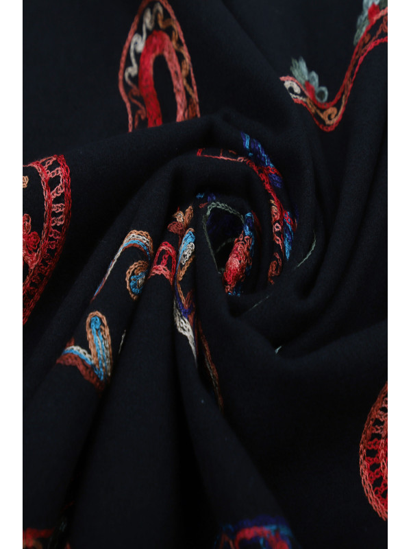 Écharpe broderies cachemire multicolores