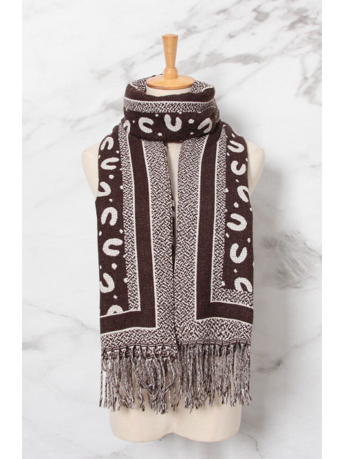 Écharpe imprimée frangée