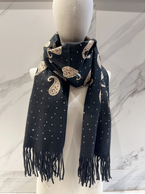 Écharpe broderies cachemire et strass