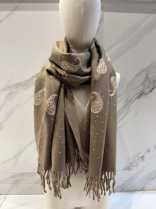 Écharpe broderies cachemire et strass