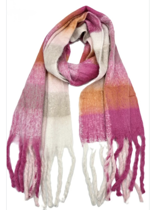 Écharpe épaisse à carreaux avec franges