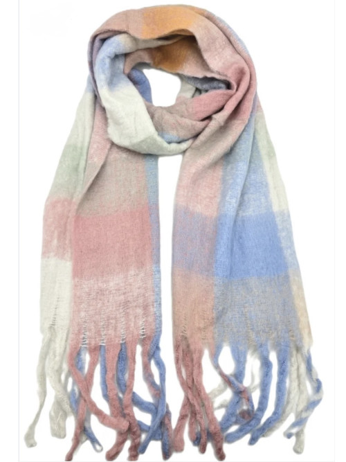 Écharpe épaisse à carreaux avec franges