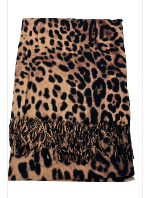 Écharpe dégradé léopard frangée