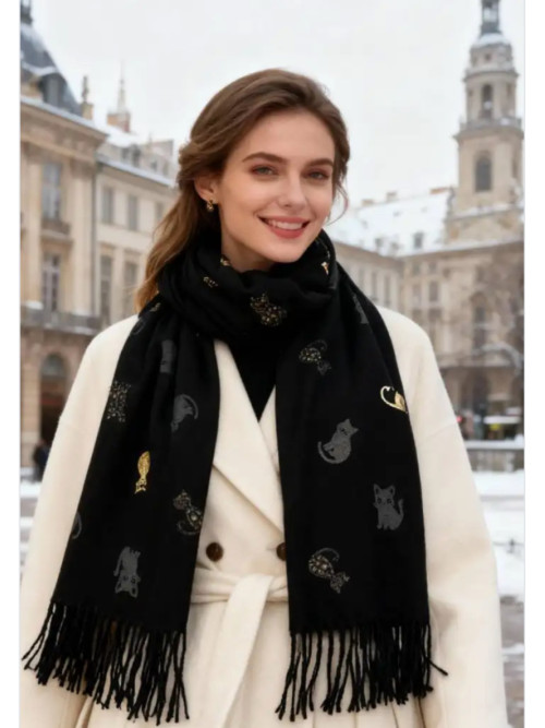 Écharpe imprimé chats