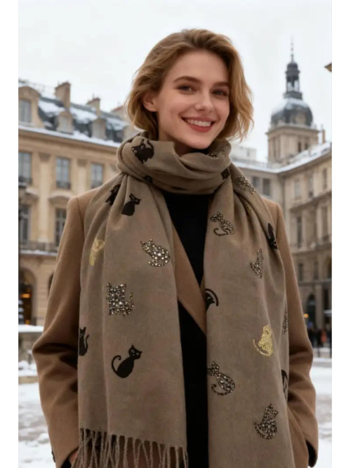 Écharpe imprimé chats