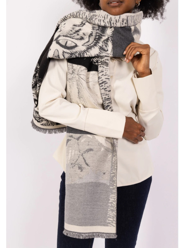 Écharpe imprimé têtes de chats