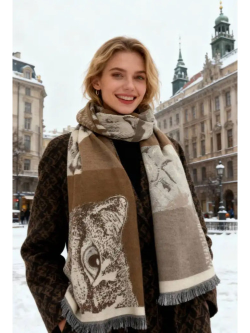 Écharpe imprimé têtes de chats