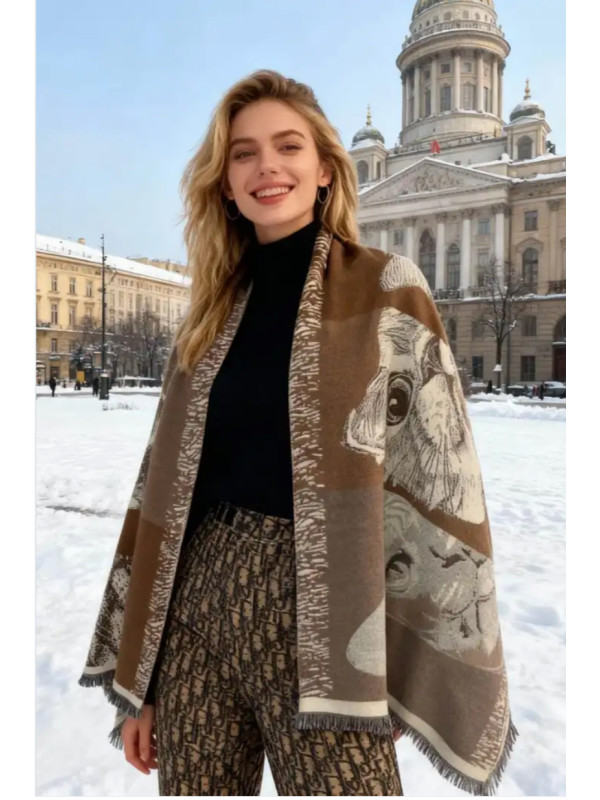 Écharpe imprimé têtes de chats