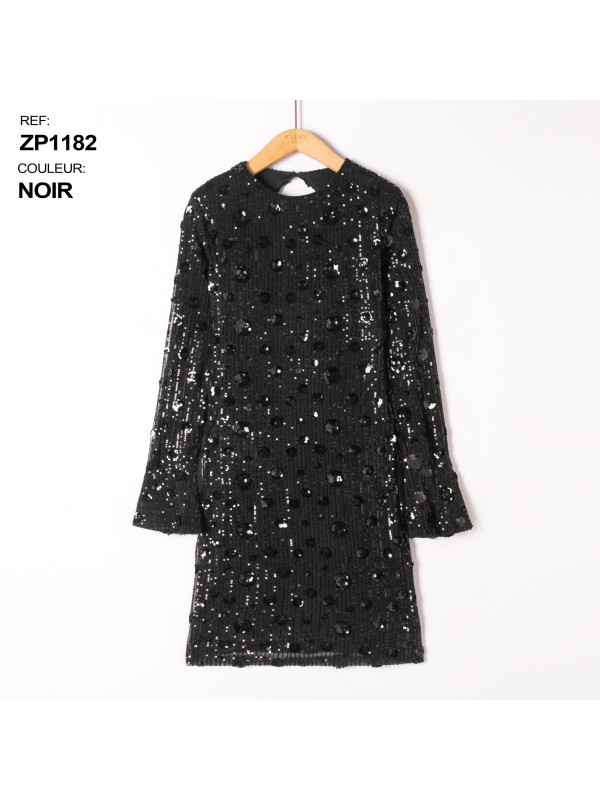 Robe courte fleurs en sequins
