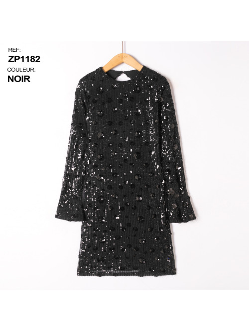 Robe courte fleurs en sequins