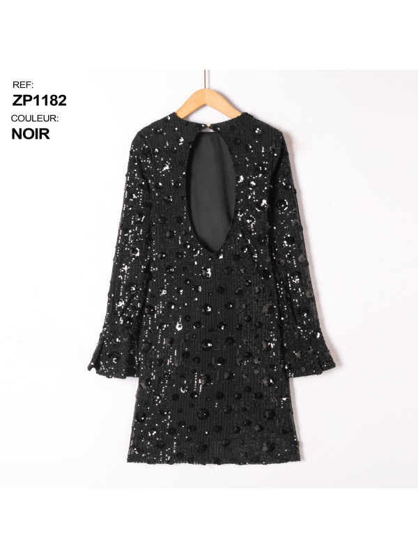 Robe courte fleurs en sequins