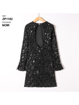 Robe courte fleurs en sequins