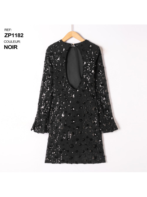 Robe courte fleurs en sequins