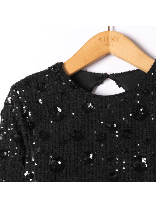 Robe courte fleurs en sequins