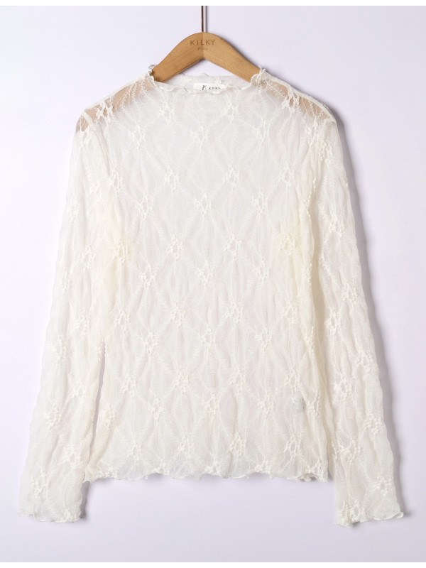 Top en dentelle manches longues