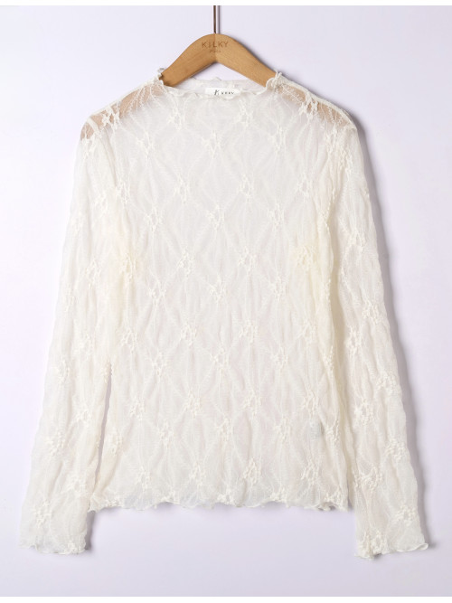Top en dentelle manches longues