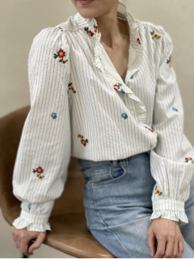 Chemise rayée fleurs...