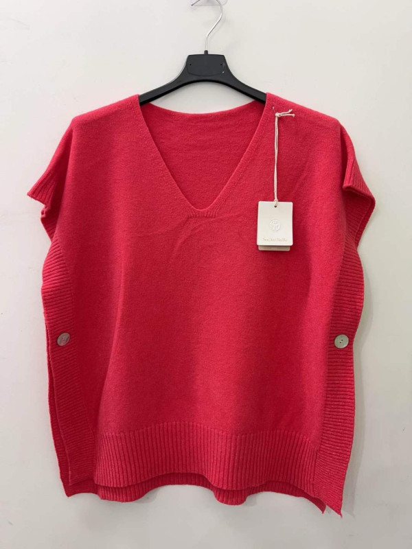 Pull oversized col V sans manches