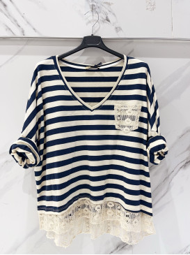 Top marinière oversized col...