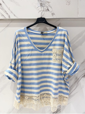 Top marinière oversized col...