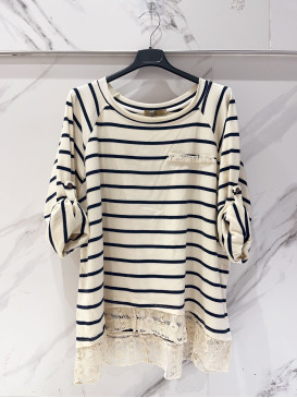 Top marinière oversized col...