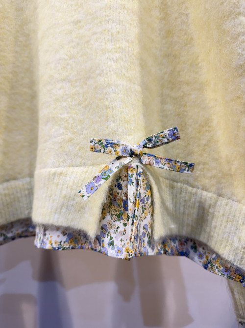 Pull col rond bas façon chemise imprimés Liberty