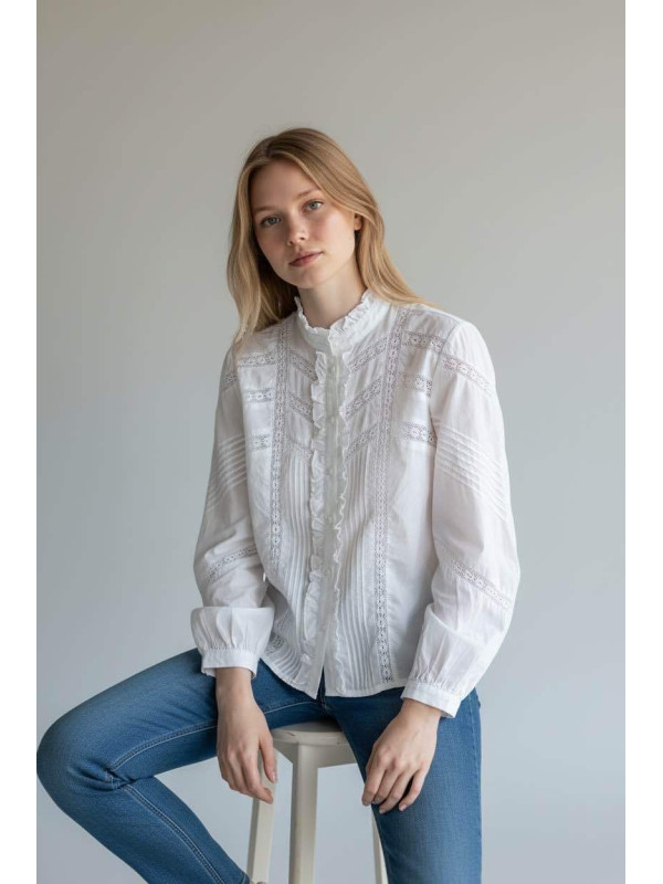 Chemise rétro bohème brodée