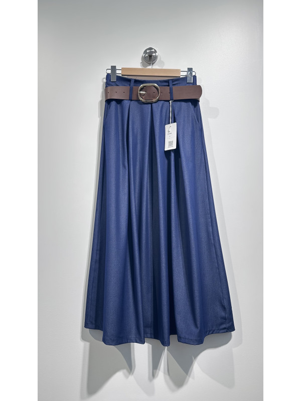 Jupe longue évasée et fluide en chambray