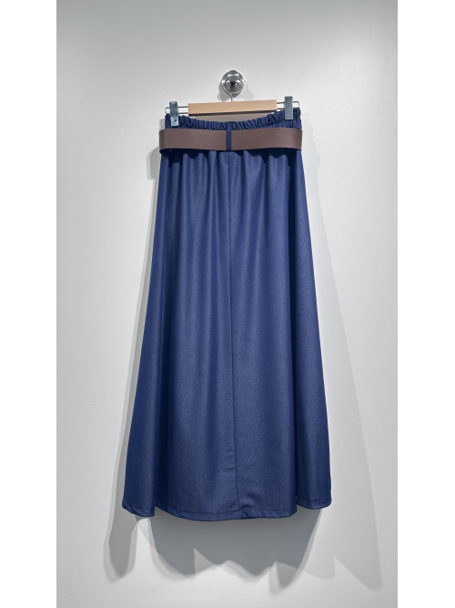 Jupe longue évasée et fluide en chambray