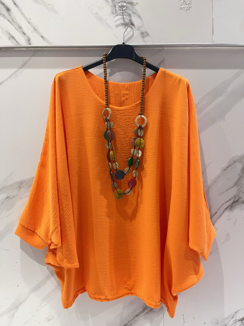 Top oversized col rond manches chauve souris