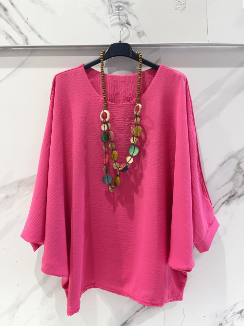 Top oversized col rond manches chauve souris