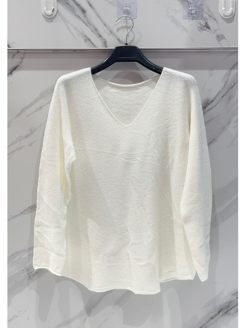Pull fin col V coupe droite sans laine