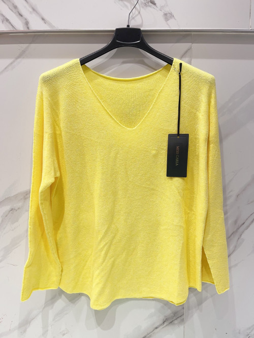 Pull fin col V coupe droite sans laine