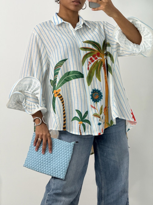Chemise imprimée manches volantées